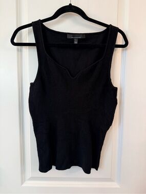 White House Black Market Black Ribbed Corporate Goth Sweater Tank (L)